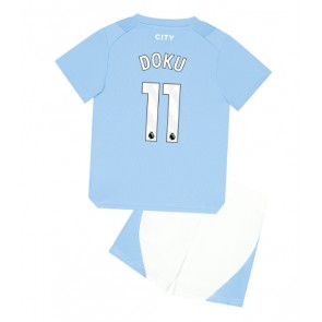Manchester City Jeremy Doku #11 Koszulka Podstawowych Dziecięca 2023-24 Krótki Rękaw (+ Krótkie spodenki)